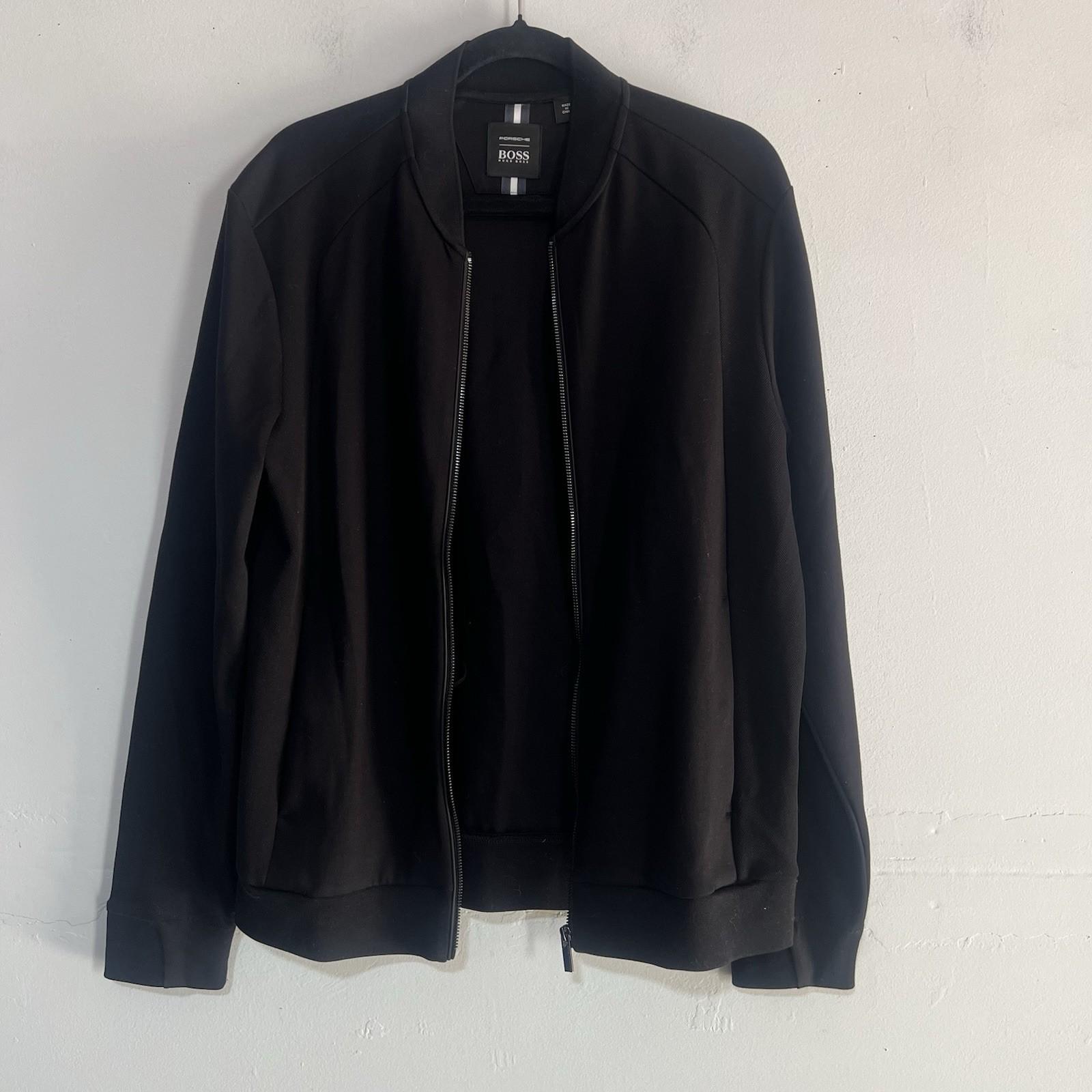 Hugo Boss Porsche Men Full Zip Sweater Jacket Size M Black Long Sleeve Cotton