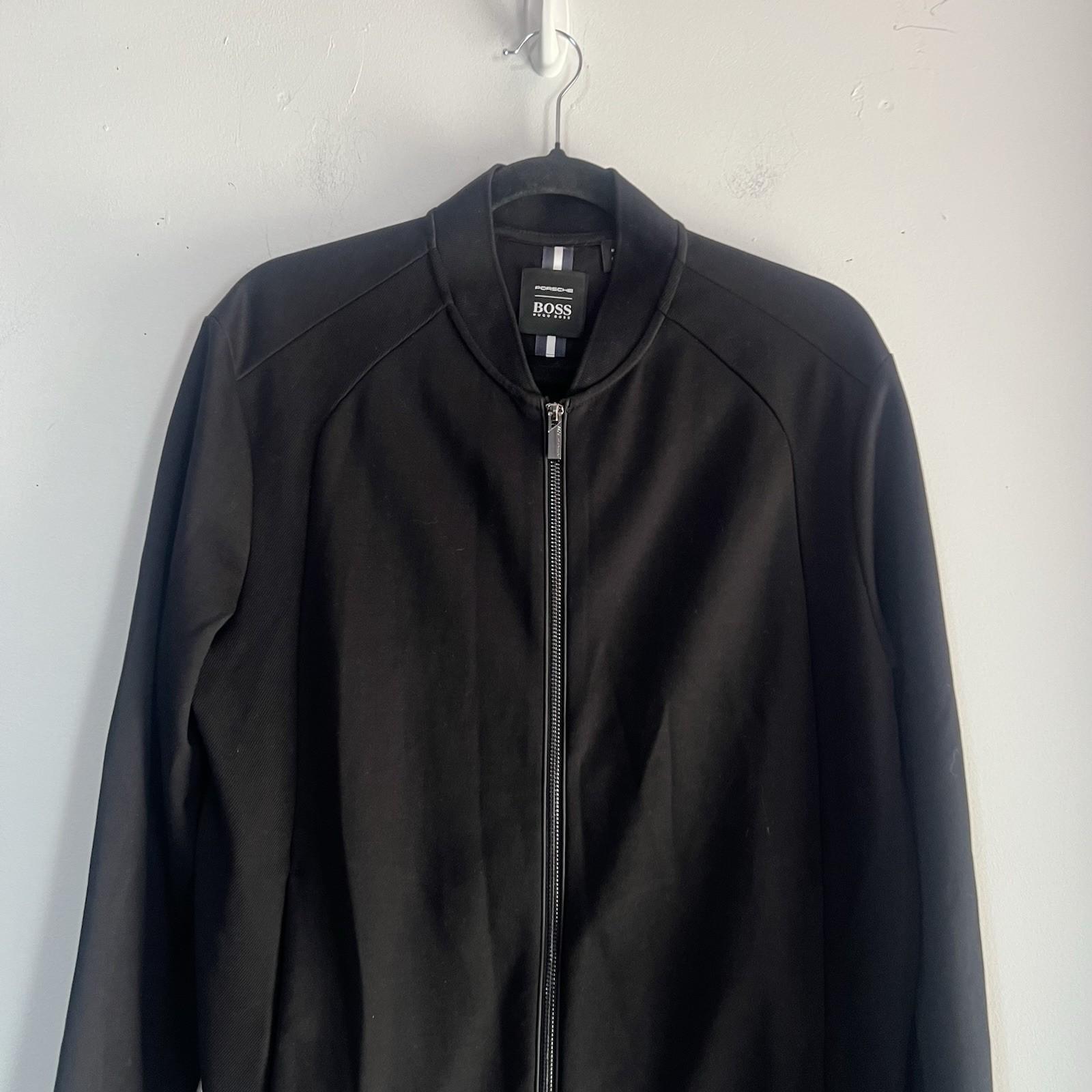 Hugo Boss Porsche Men Full Zip Sweater Jacket Size M Black Long Sleeve Cotton
