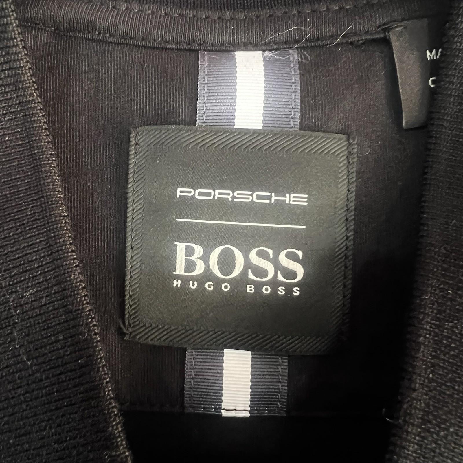 Hugo Boss Porsche Men Full Zip Sweater Jacket Size M Black Long Sleeve Cotton