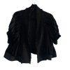 BCBG MaxAzria Poncho Velvet Bolero Size L Black Pintuck Whimsygoth Silk Top