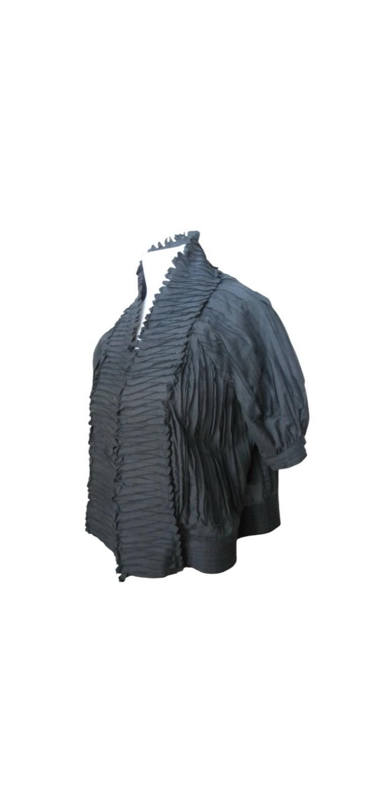BCBG MaxAzria Poncho Velvet Bolero Size L Black Pintuck Whimsygoth Silk Top