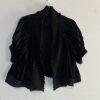 BCBG MaxAzria Poncho Velvet Bolero Size L Black Pintuck Whimsygoth Silk Top