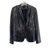 John Meyer Women Sequin Button Front Blazer Jacket Blue Silver Size 6