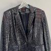 John Meyer Women Sequin Button Front Blazer Jacket Blue Silver Size 6