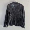 John Meyer Women Sequin Button Front Blazer Jacket Blue Silver Size 6