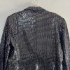 John Meyer Women Sequin Button Front Blazer Jacket Blue Silver Size 6