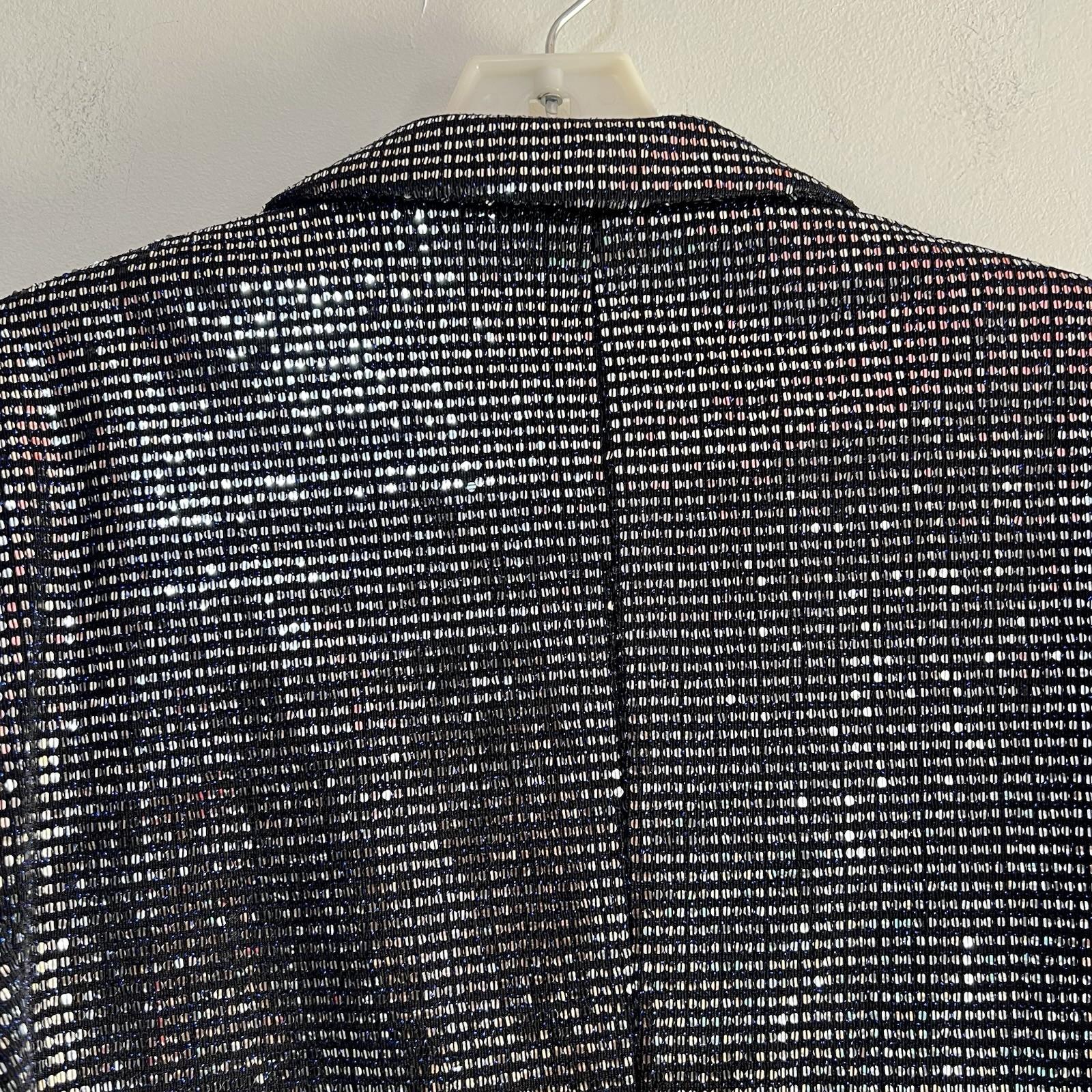 John Meyer Women Sequin Button Front Blazer Jacket Blue Silver Size 6