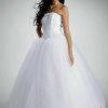 DAVID'S BRIDAL Strapless Tulle Lace Ball Gown White Wedding Dress Size 8 Beaded