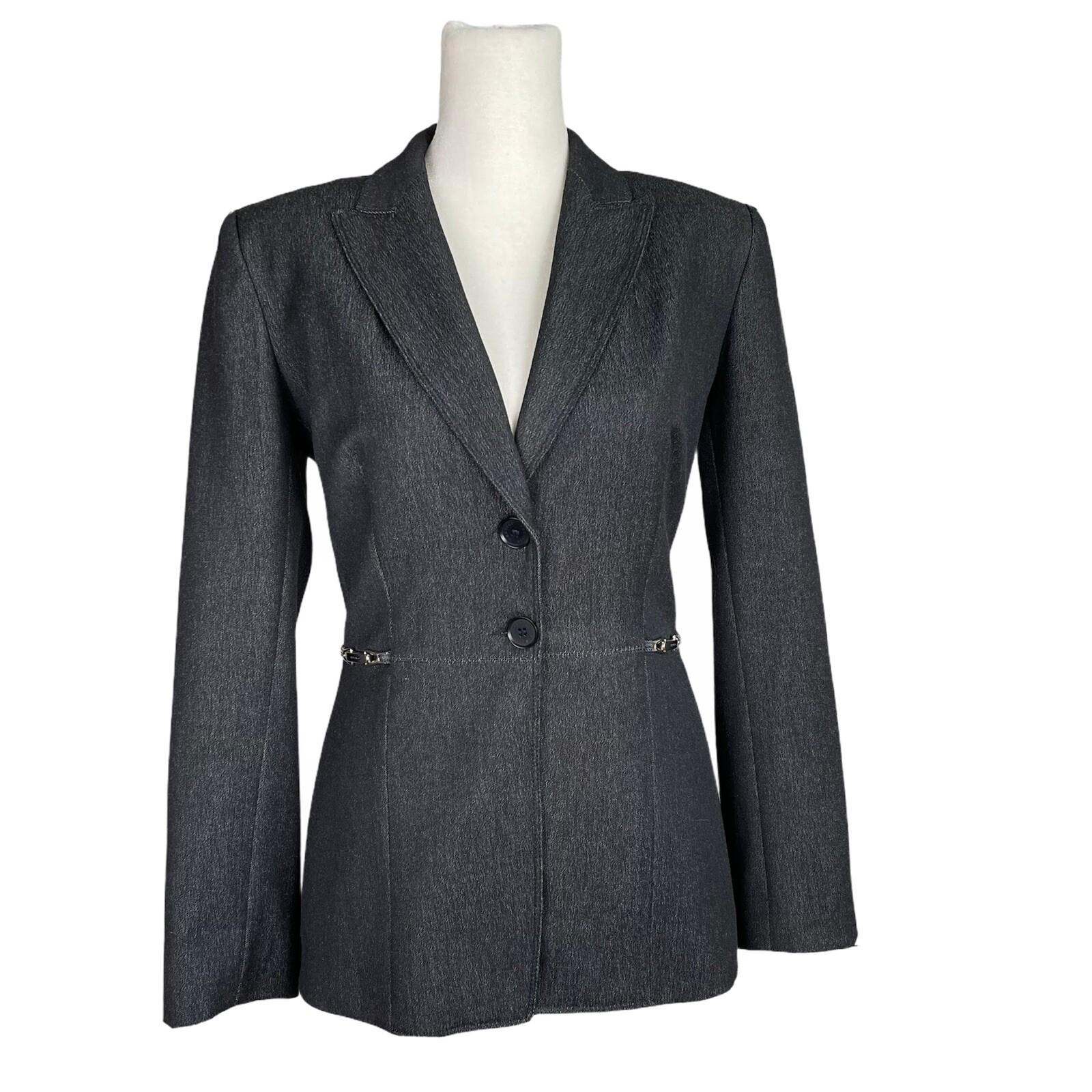 Vertigo Paris Polyester Rayon Stretch Denim Blazer Size S Charcoal Long Sleeve
