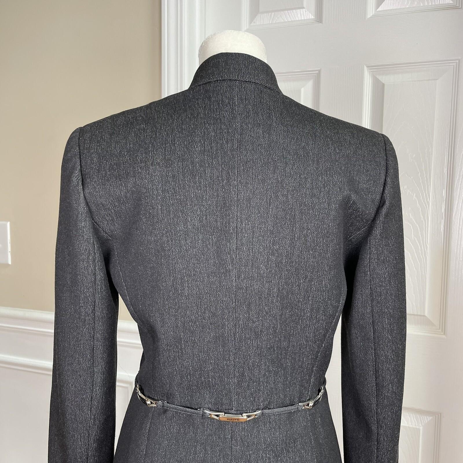 Vertigo Paris Polyester Rayon Stretch Denim Blazer Size S Charcoal Long Sleeve