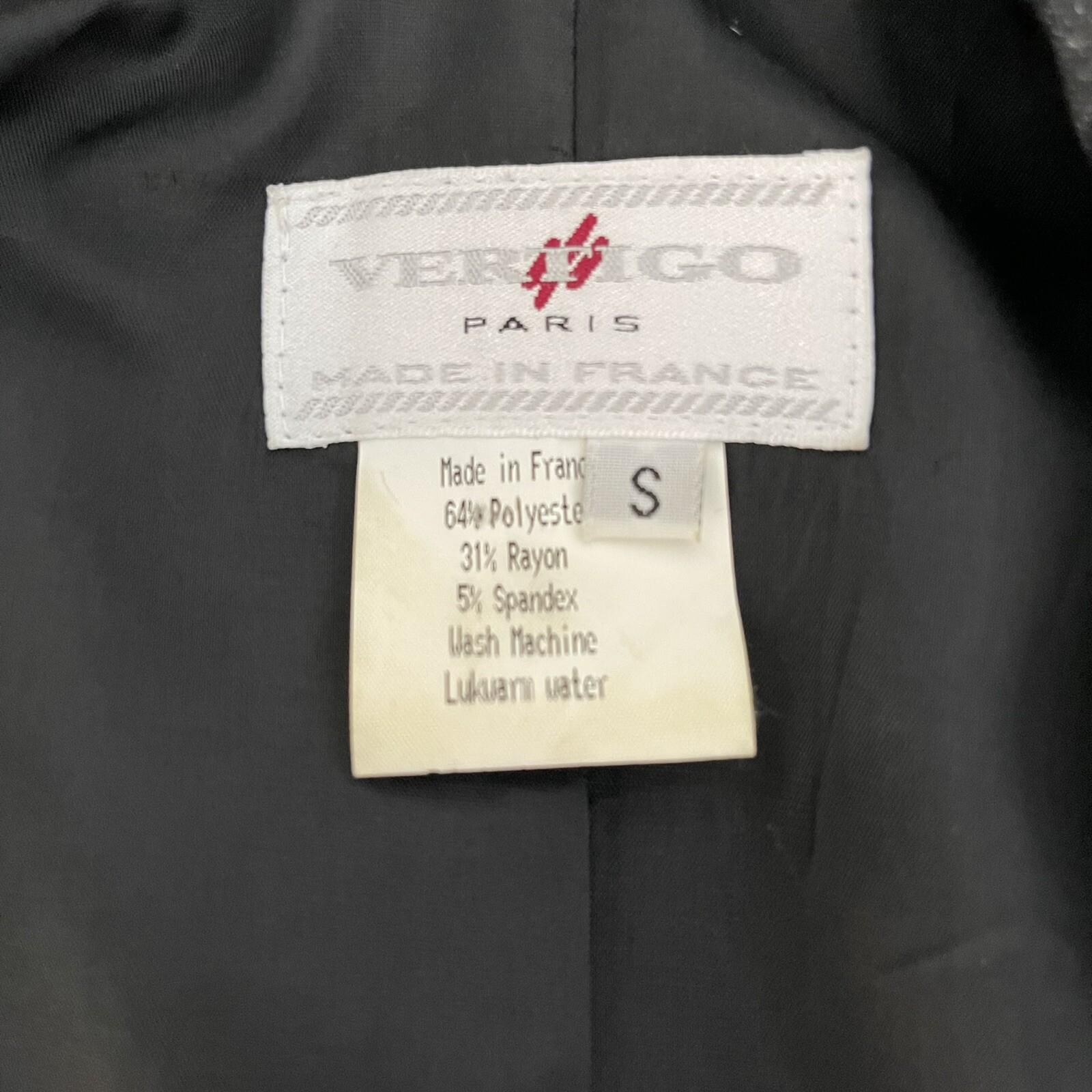 Vertigo Paris Polyester Rayon Stretch Denim Blazer Size S Charcoal Long Sleeve