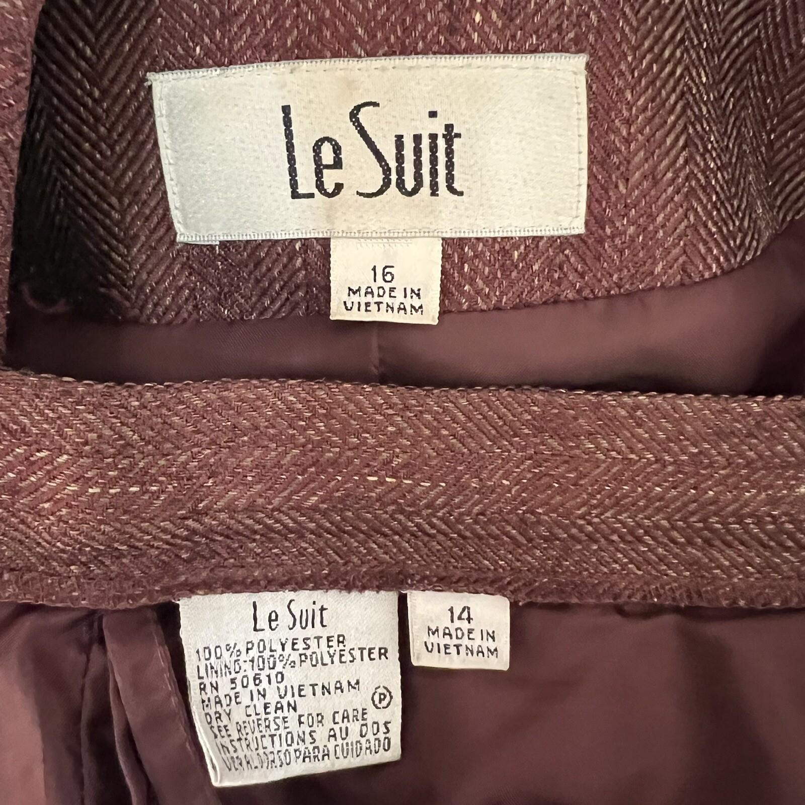 LE SUIT Burgundy Polyester Mismatch Career Pant 14 Suit 16 Timeless Notch 2PC