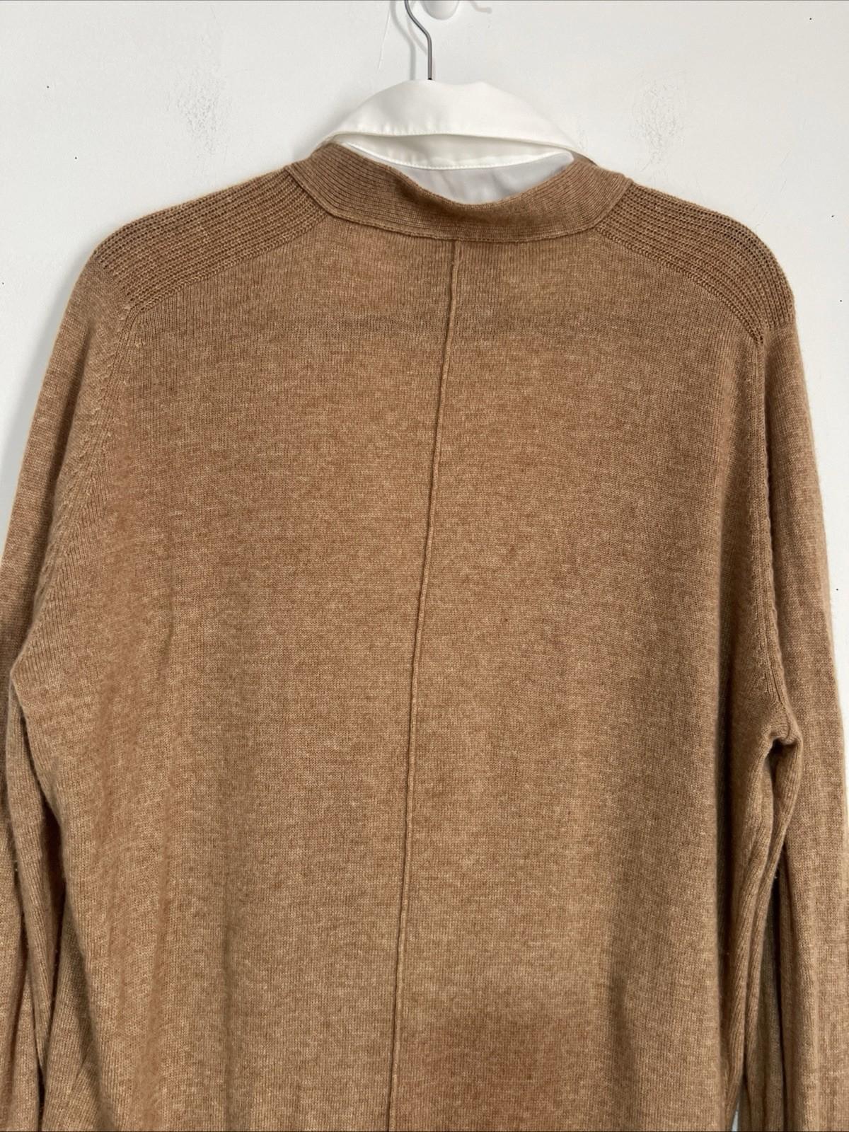 Brochu Walker Callie Layered Looker Sweater M Camel Oversized White Underlayer