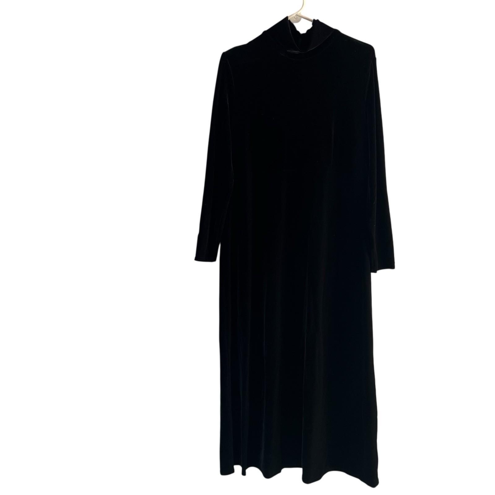 Jacqueline Ferrar Vintage A Line Dress Size 14 Slim Black Velvet High Neck