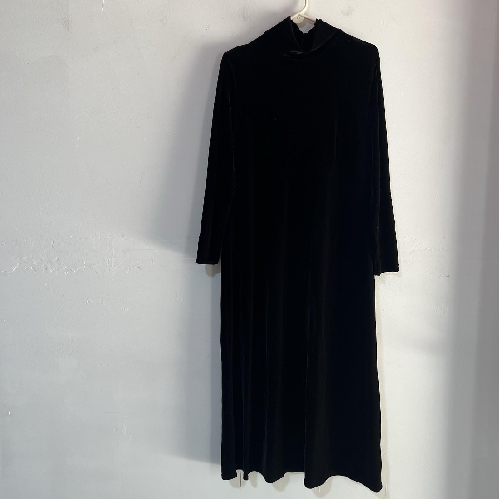 Jacqueline Ferrar Vintage A Line Dress Size 14 Slim Black Velvet High Neck
