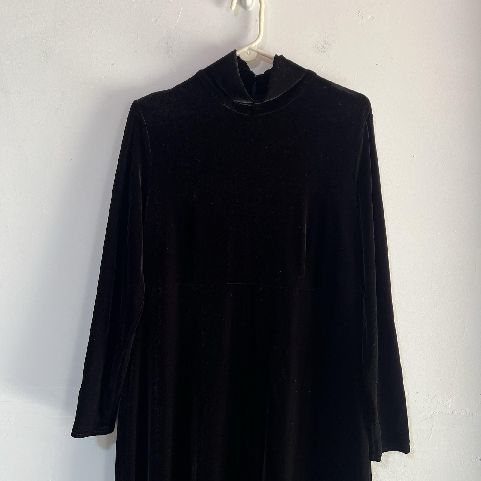 Jacqueline Ferrar Vintage A Line Dress Size 14 Slim Black Velvet High Neck