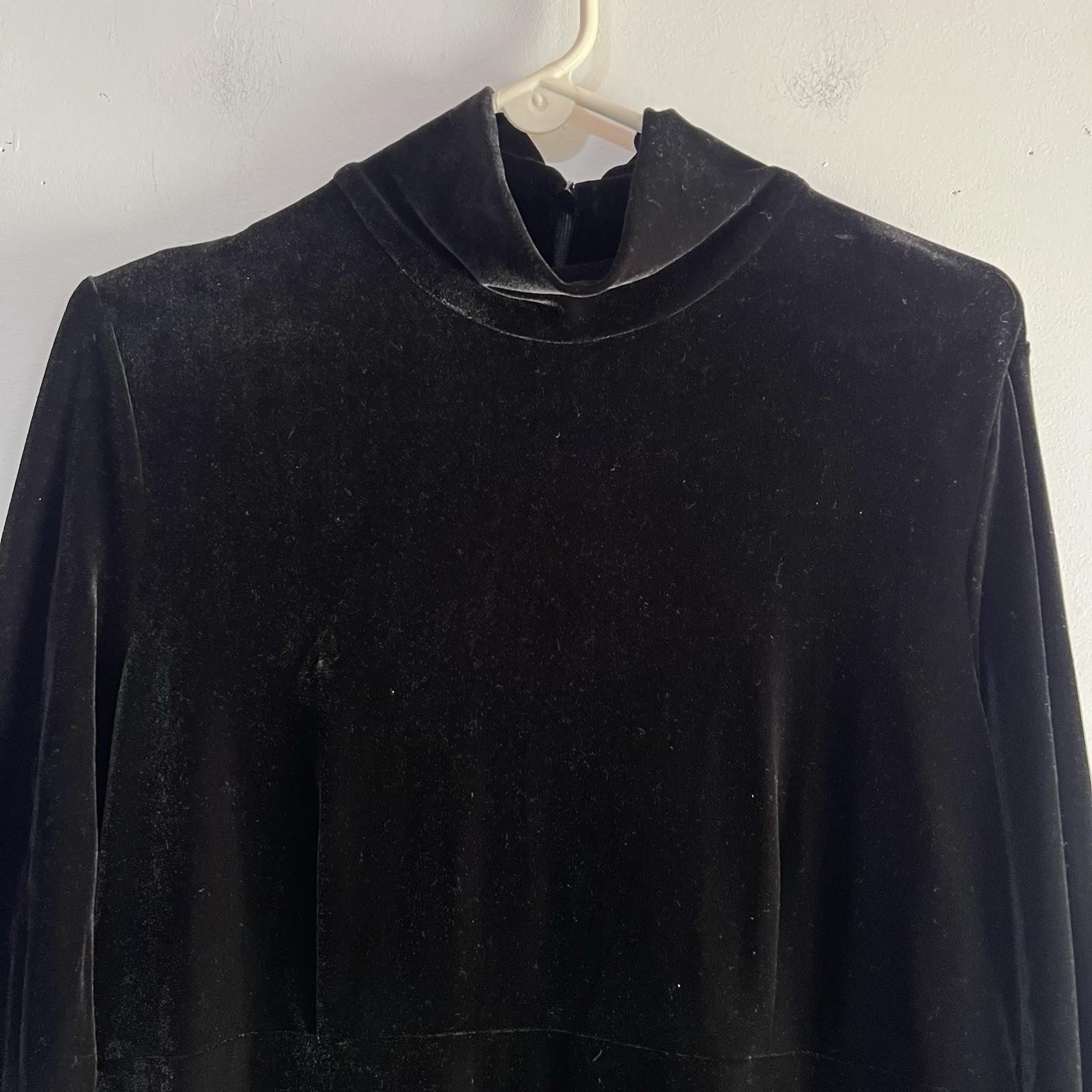 Jacqueline Ferrar Vintage A Line Dress Size 14 Slim Black Velvet High Neck