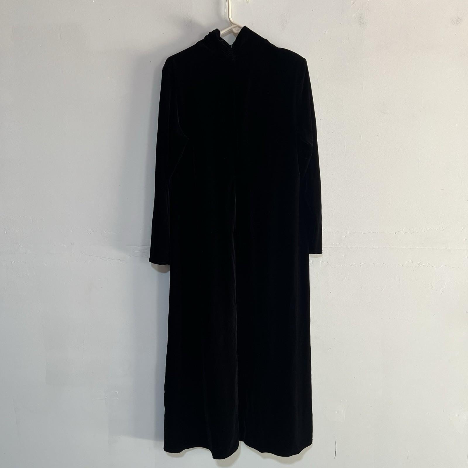 Jacqueline Ferrar Vintage A Line Dress Size 14 Slim Black Velvet High Neck