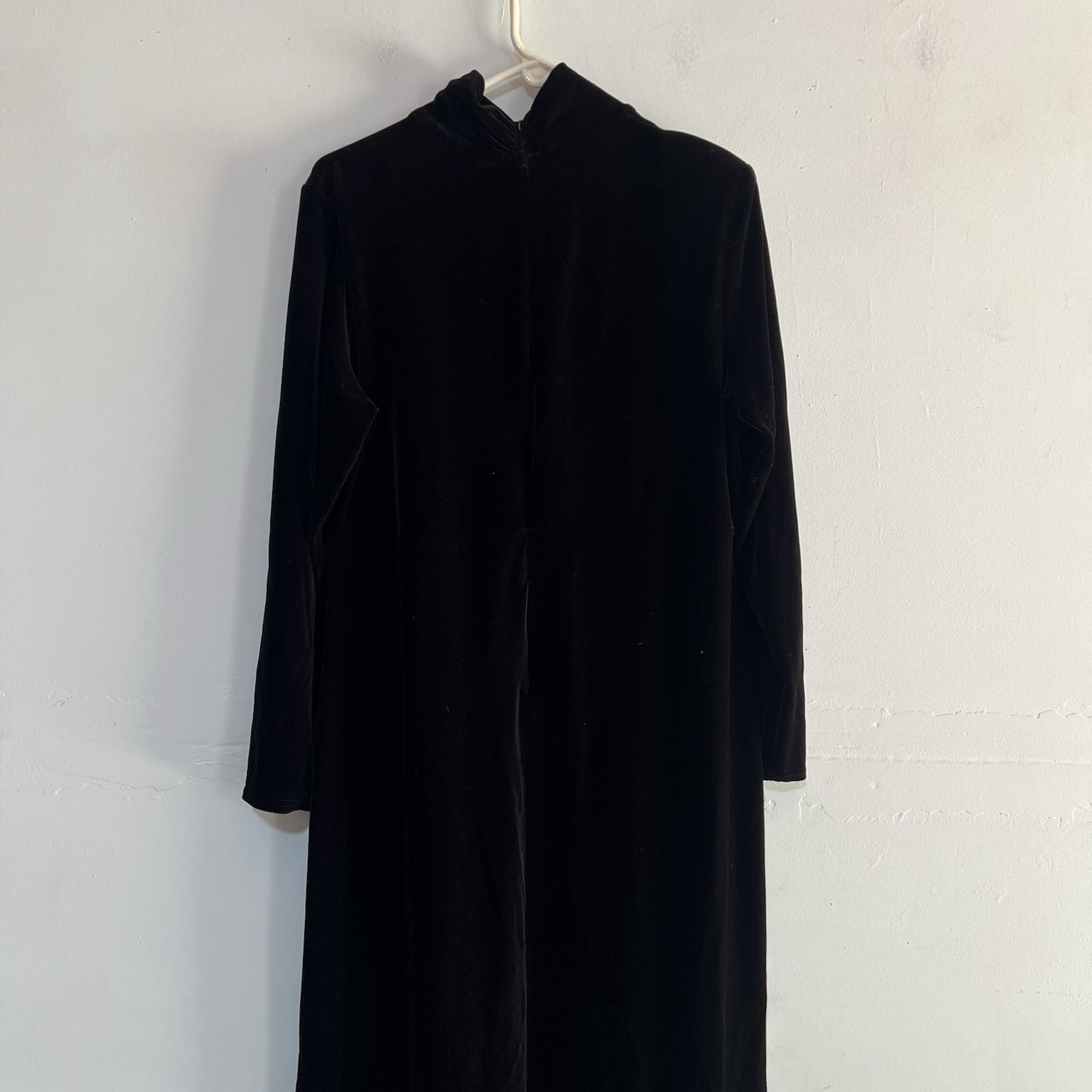 Jacqueline Ferrar Vintage A Line Dress Size 14 Slim Black Velvet High Neck