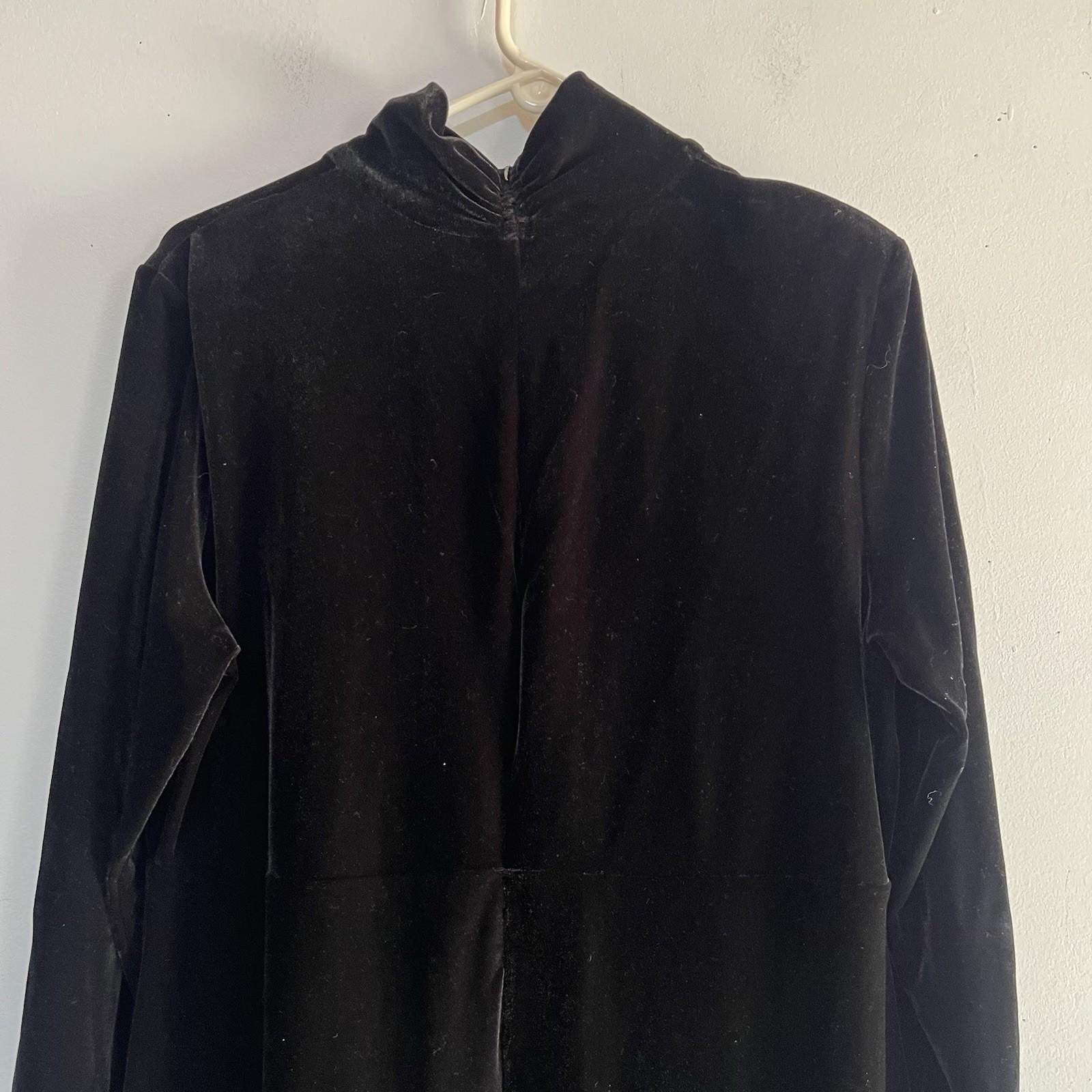 Jacqueline Ferrar Vintage A Line Dress Size 14 Slim Black Velvet High Neck