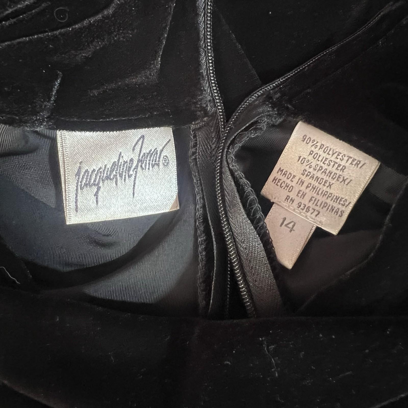 Jacqueline Ferrar Vintage A Line Dress Size 14 Slim Black Velvet High Neck