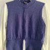 Gracia Women Sweater Blue Off White Size M Long Sleeves Ruffle Mock Neck Peplum