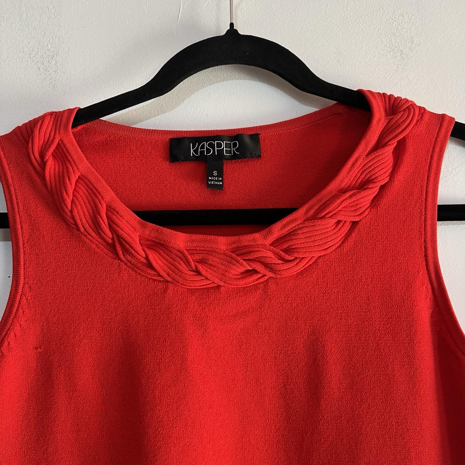Kasper Women Sweater Set Tank & Cardigan Rayon Nylon Size S Orange Tight knit