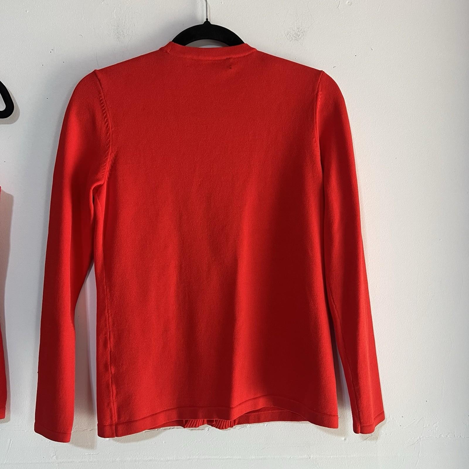 Kasper Women Sweater Set Tank & Cardigan Rayon Nylon Size S Orange Tight knit