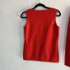 Kasper Women Sweater Set Tank & Cardigan Rayon Nylon Size S Orange Tight knit