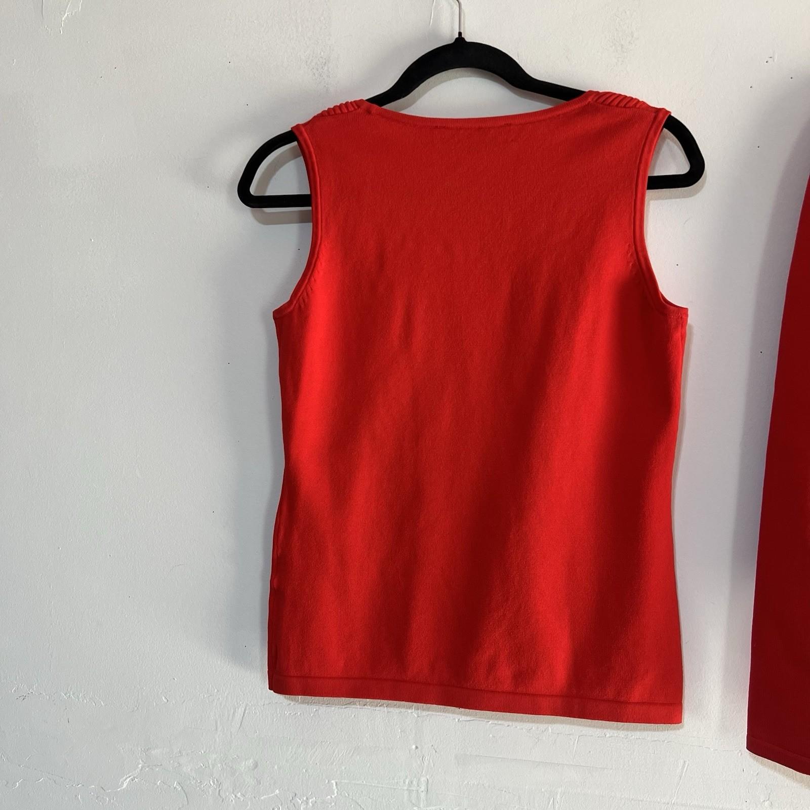 Kasper Women Sweater Set Tank & Cardigan Rayon Nylon Size S Orange Tight knit