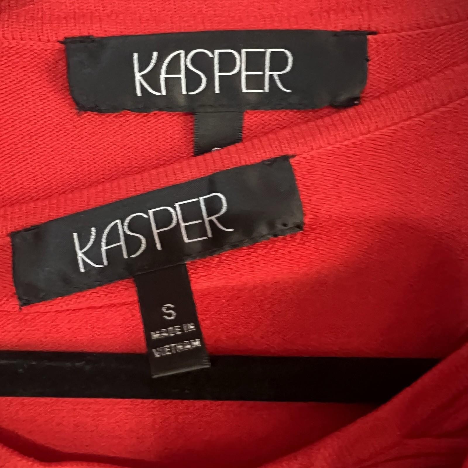 Kasper Women Sweater Set Tank & Cardigan Rayon Nylon Size S Orange Tight knit