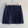 Karl Lagerfeld Cotton Pleated Mini Skirt Size 6 Blue Denim Button Trim Retro