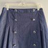 Karl Lagerfeld Cotton Pleated Mini Skirt Size 6 Blue Denim Button Trim Retro