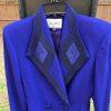 Nolan Miller Vintage Wool Beaded Blazer Size 4 Purple Shawl Collar Timeless