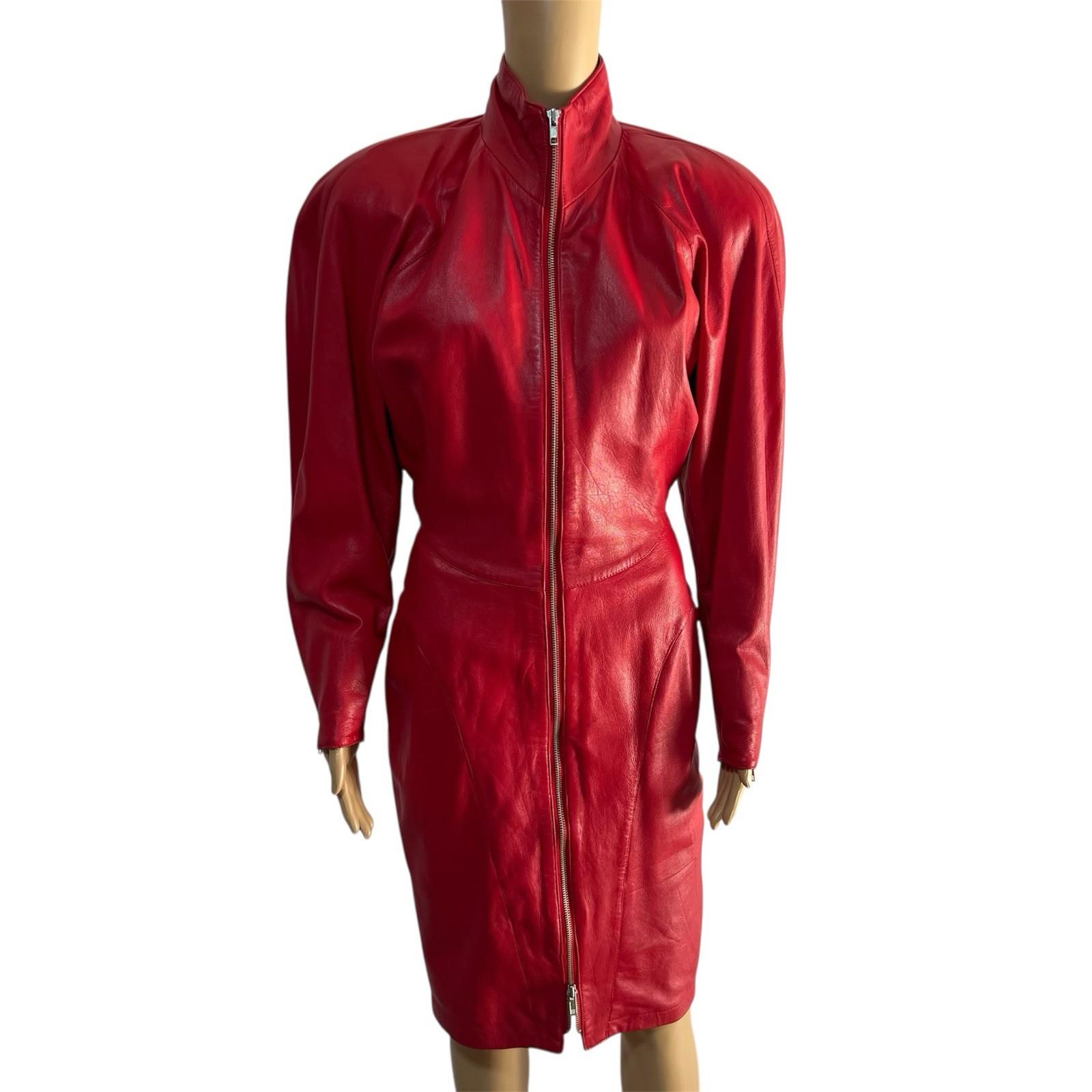 Michael Hoban North Beach Leather Vtg Soft Leather Dress M Zip Up Glam Timeless