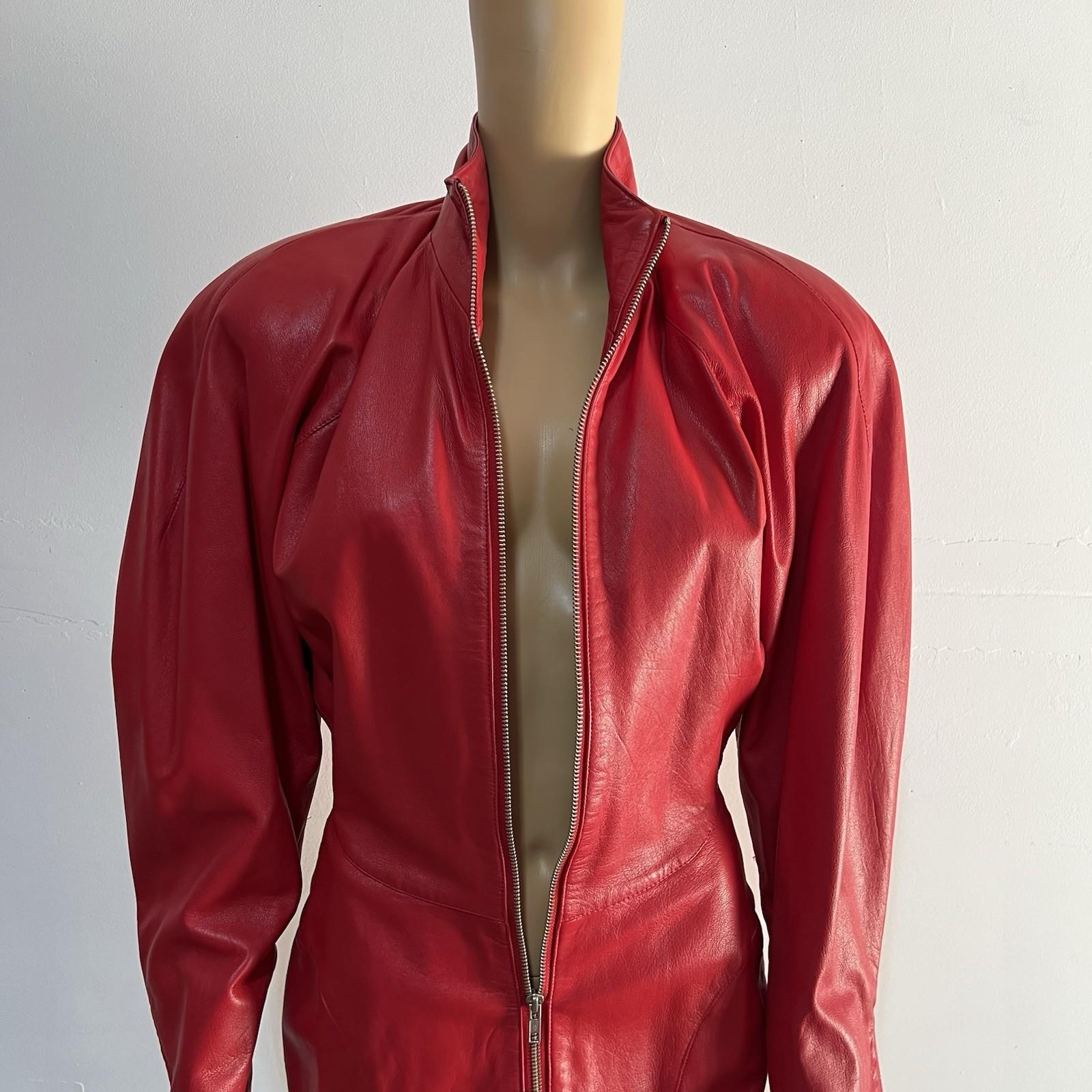 Michael Hoban North Beach Leather Vtg Soft Leather Dress M Zip Up Glam Timeless