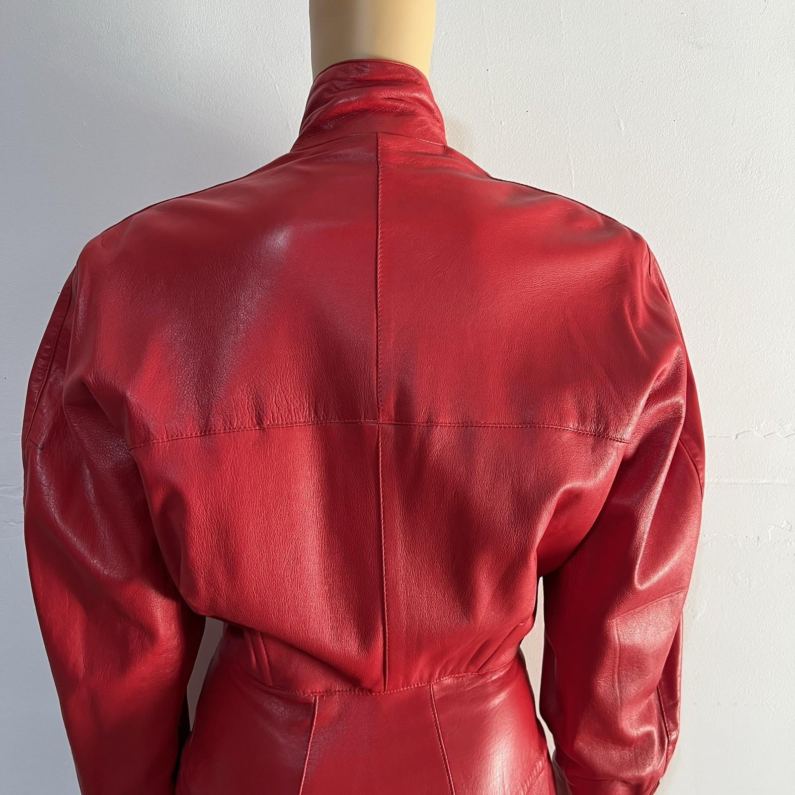 Michael Hoban North Beach Leather Vtg Soft Leather Dress M Zip Up Glam Timeless