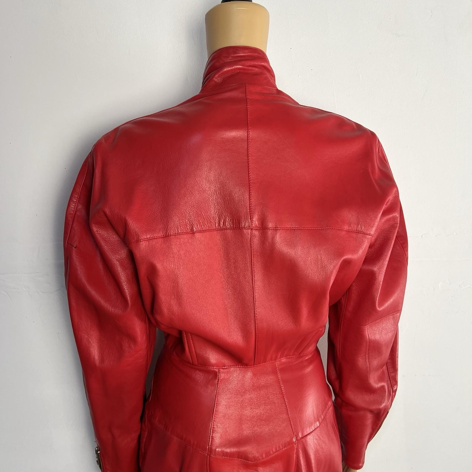 Michael Hoban North Beach Leather Vtg Soft Leather Dress M Zip Up Glam Timeless