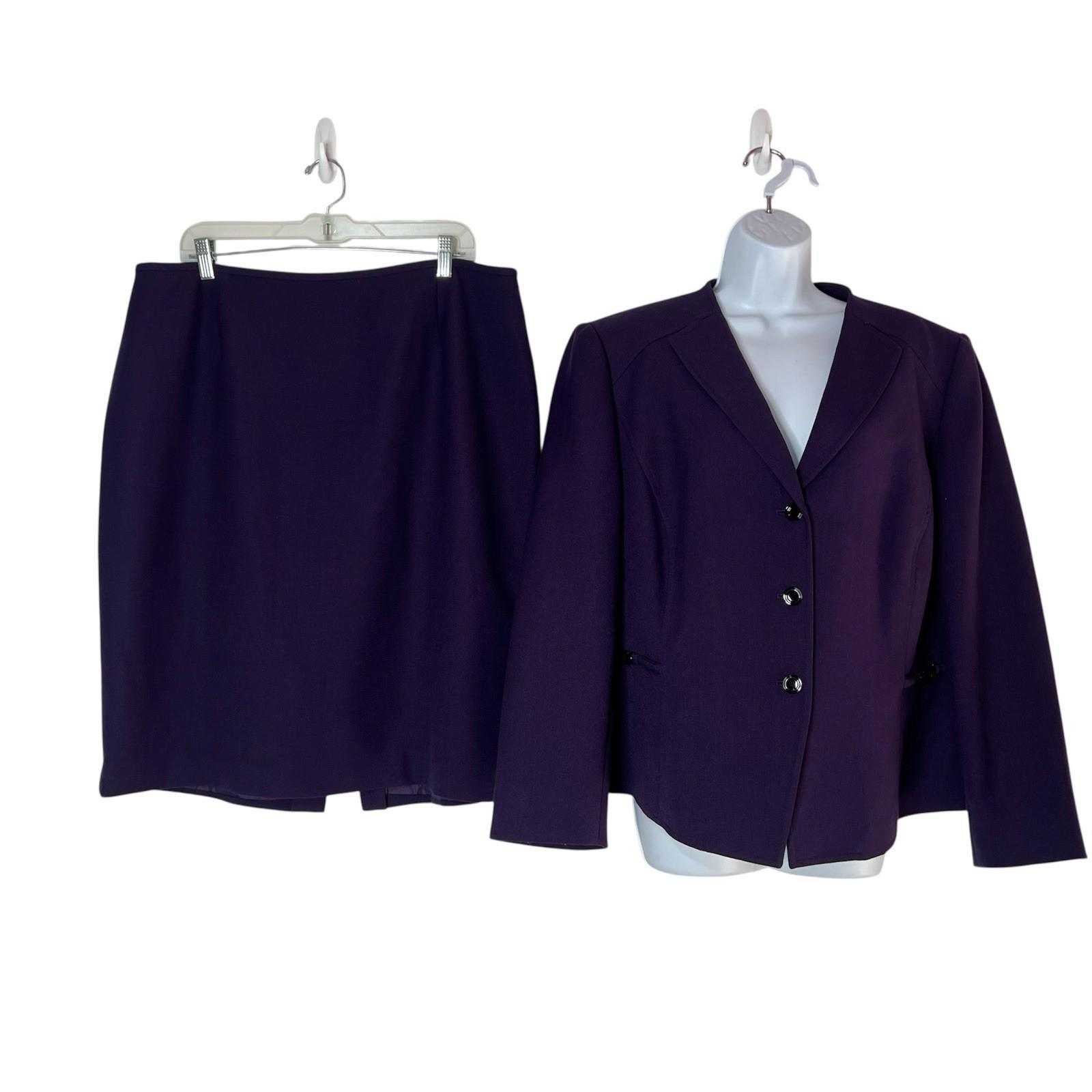 10-7399.jpg Tahari ASL Polyester Rayon Stretch Skirt Suit 16W 3/4 Sleeves Pencil Collar less