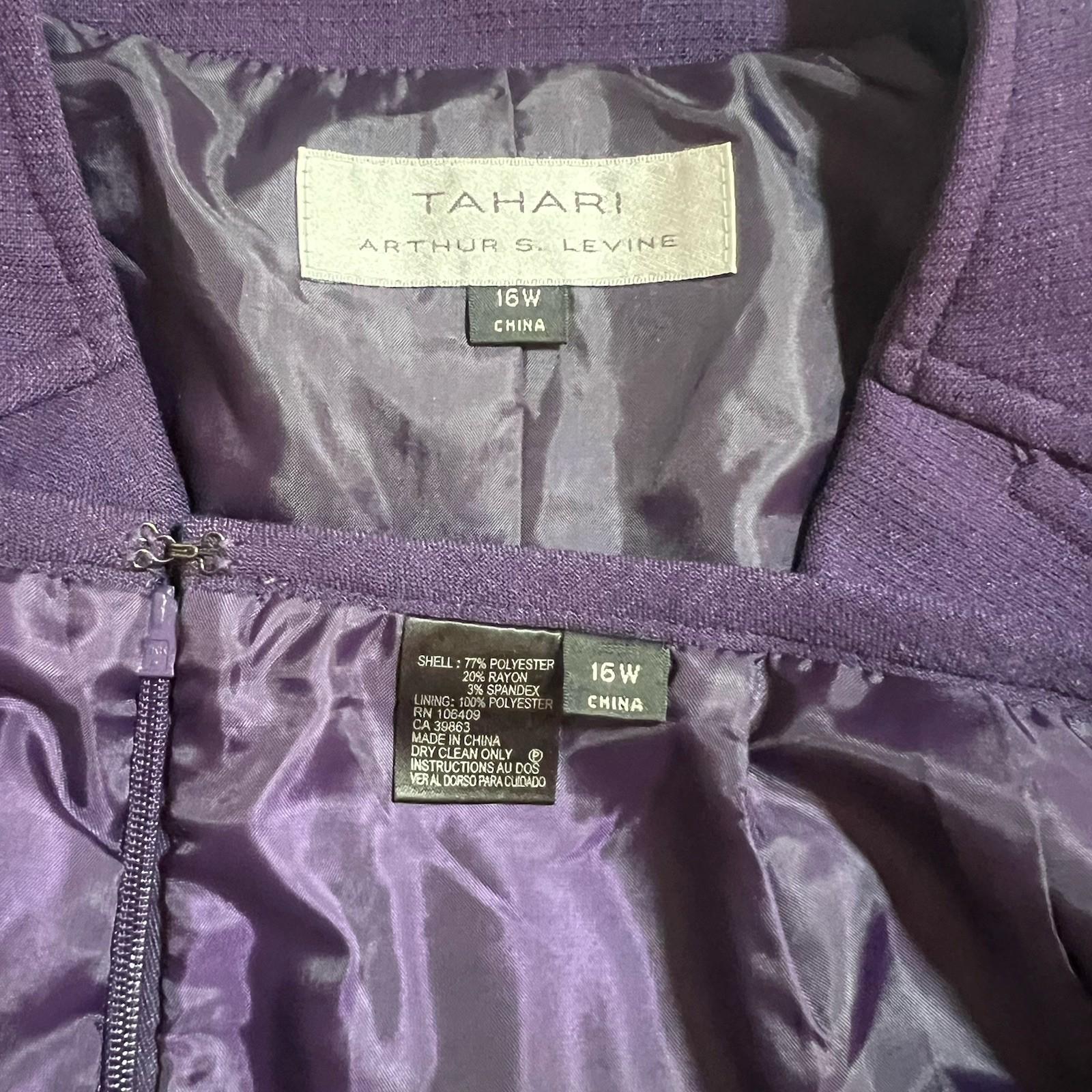 10-7406.jpg Tahari ASL Polyester Rayon Stretch Skirt Suit 16W 3/4 Sleeves Pencil Collar less