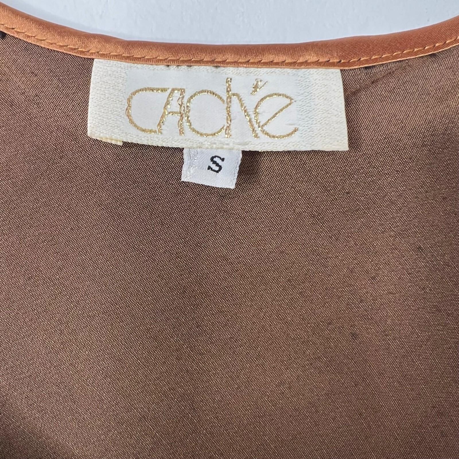 Cache Vintage Silk Tank Top Size S Shiny Copper Scoop Neck Y2K