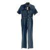DG Rye Stretch Denim Jumpsuit  Size L Medium Blue Short Sleeve Half Zip New