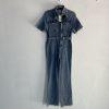 DG Rye Stretch Denim Jumpsuit  Size L Medium Blue Short Sleeve Half Zip New