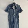 DG Rye Stretch Denim Jumpsuit  Size L Medium Blue Short Sleeve Half Zip New