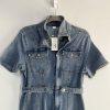 DG Rye Stretch Denim Jumpsuit  Size L Medium Blue Short Sleeve Half Zip New