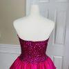 10-7434.jpg Mike Benet Polyester Prom Dress Size 8 Vintage Fuchsia Sequin Strapless Ruffle