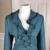 METROSTYLE 1PC Tweed Blue Black Ruffle Shawl Collar Blazer Jacket Size 6T