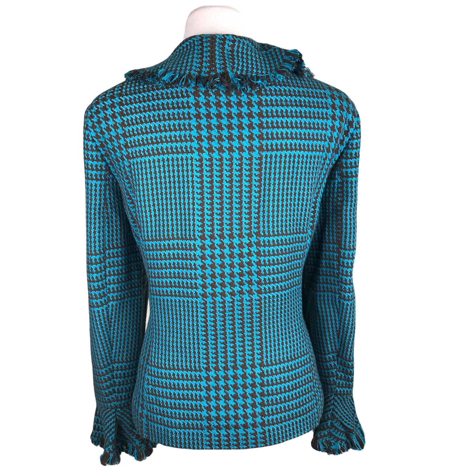 METROSTYLE 1PC Tweed Blue Black Ruffle Shawl Collar Blazer Jacket Size 6T
