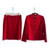 Tahari ASL Polyester Stretch Skirt Suit Size 10 Red Lined Stand Up Collar 2PC