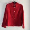 Tahari ASL Polyester Stretch Skirt Suit Size 10 Red Lined Stand Up Collar 2PC